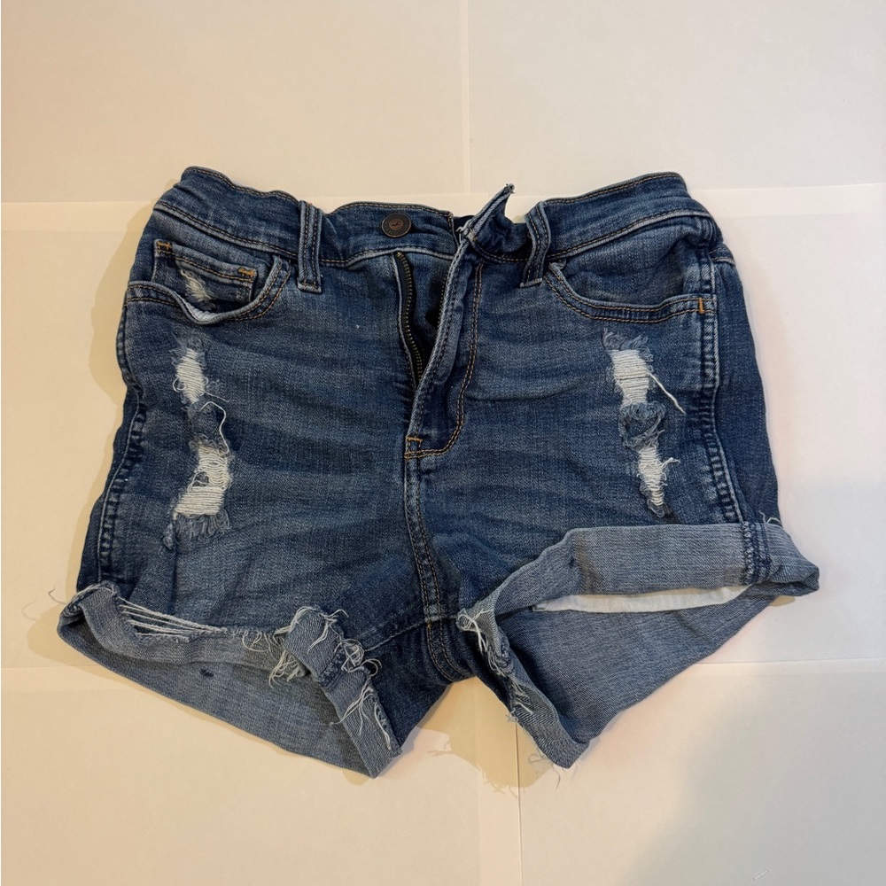 Hollister Blue Distressed Jean Shorts High-Waisted